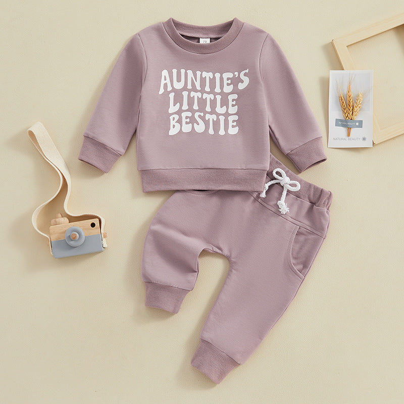 Floral Print Long Sleeve Pullover Skinny Trousers Two-piece Children's Clothing