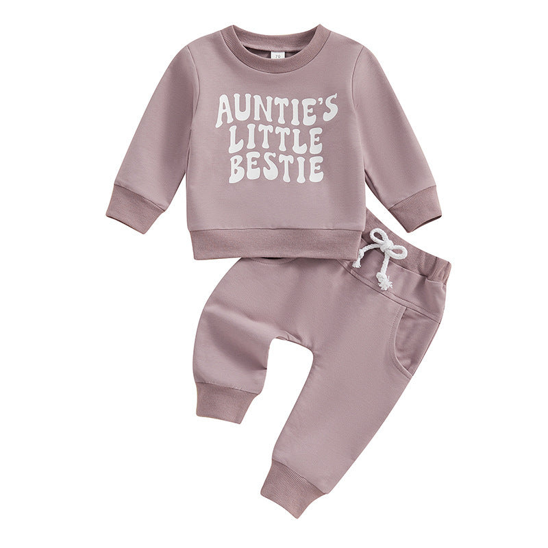Floral Print Long Sleeve Pullover Skinny Trousers Two-piece Children's Clothing