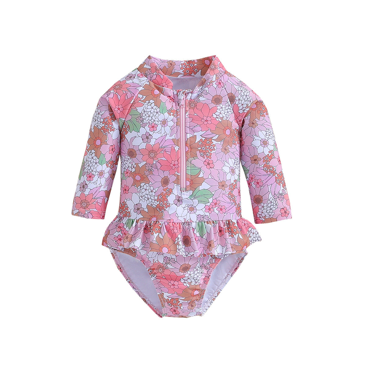 Children's Long-sleeved Printed One-piece Swimsuit