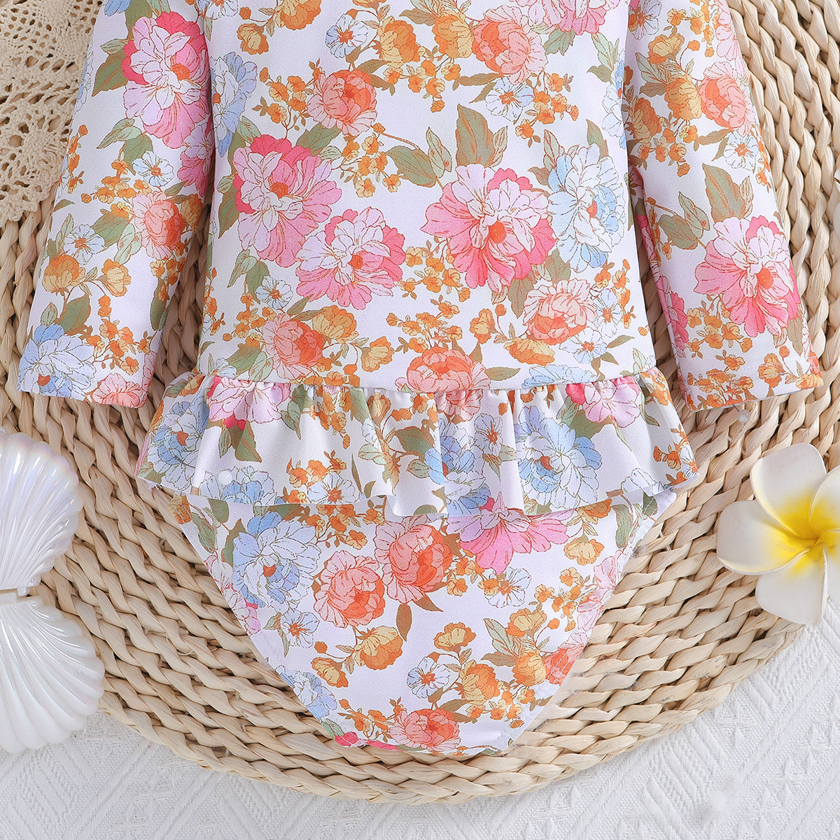 Children's Long-sleeved Printed One-piece Swimsuit