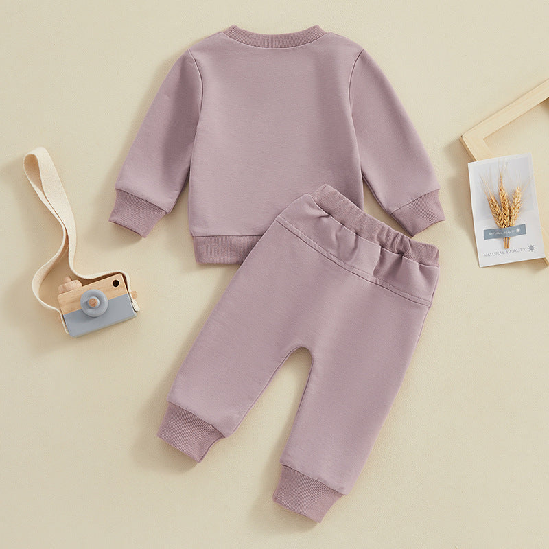Floral Print Long Sleeve Pullover Skinny Trousers Two-piece Children's Clothing