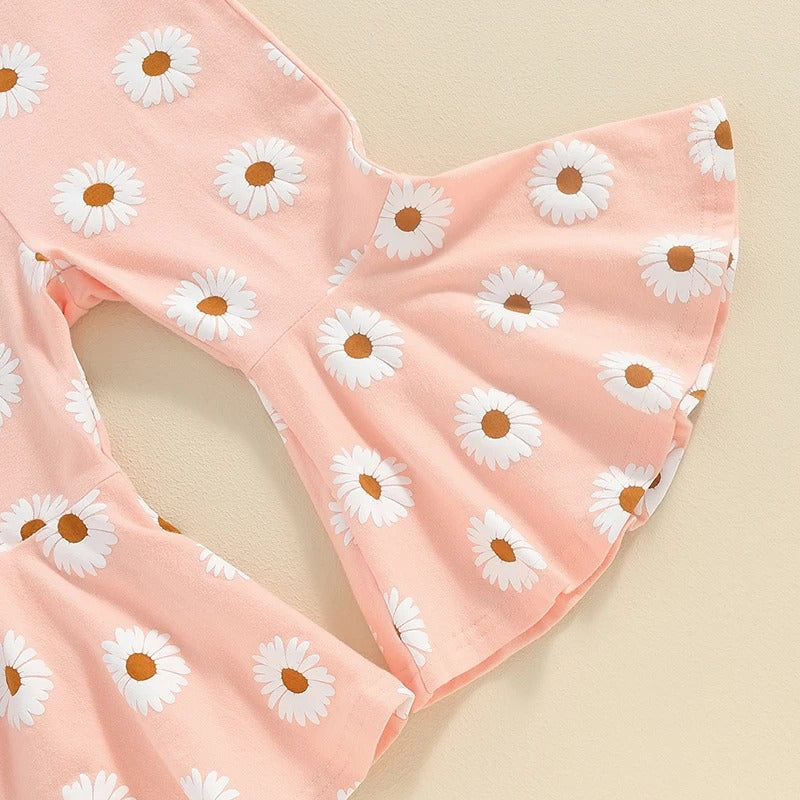 Girl's Fashion Printed Sling Bell-bottom Pants