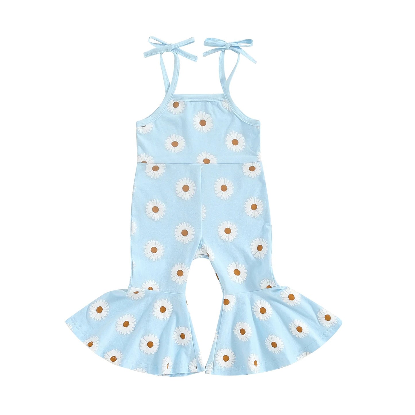 Girl's Fashion Printed Sling Bell-bottom Pants