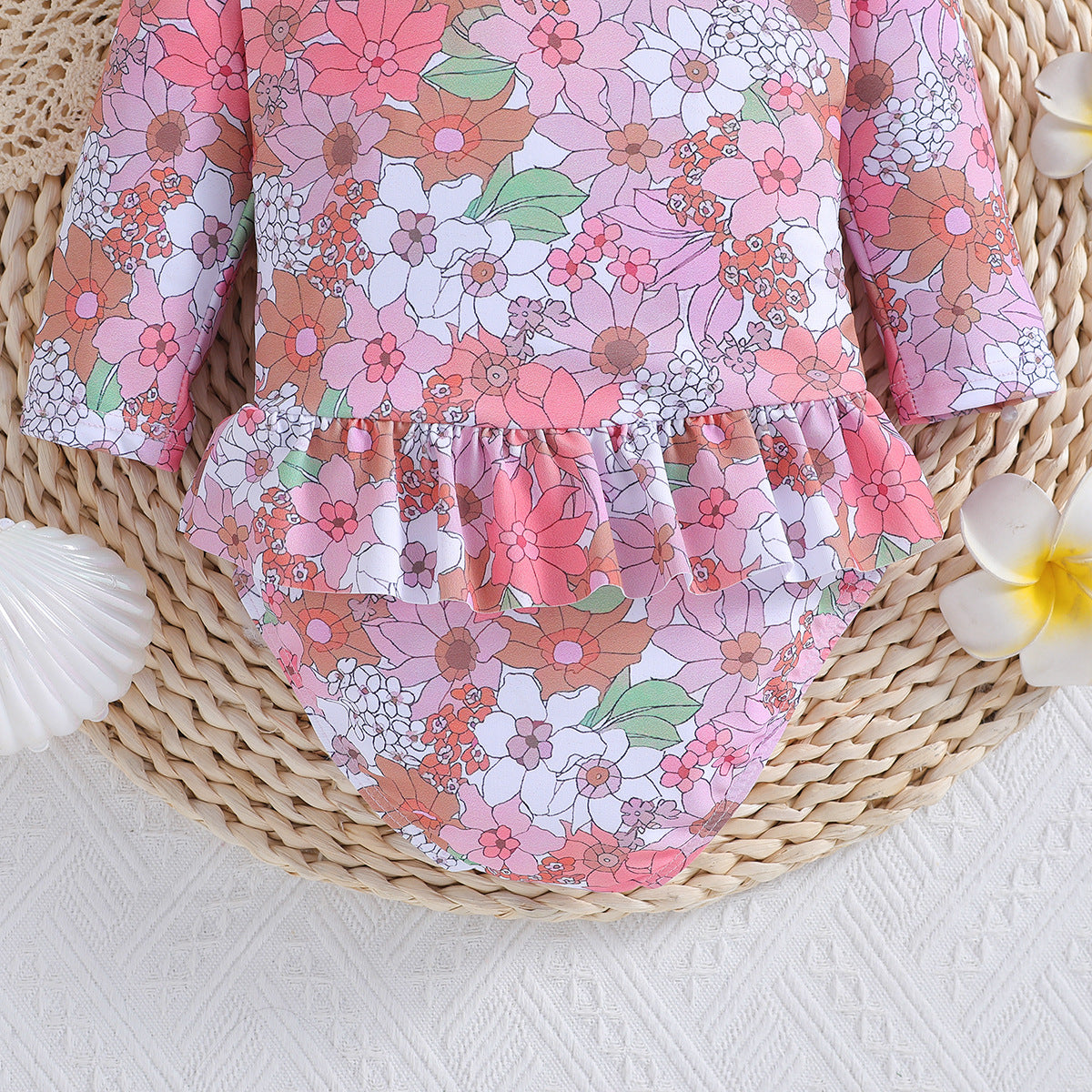 Children's Long-sleeved Printed One-piece Swimsuit