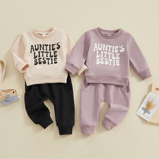 Floral Print Long Sleeve Pullover Skinny Trousers Two-piece Children's Clothing