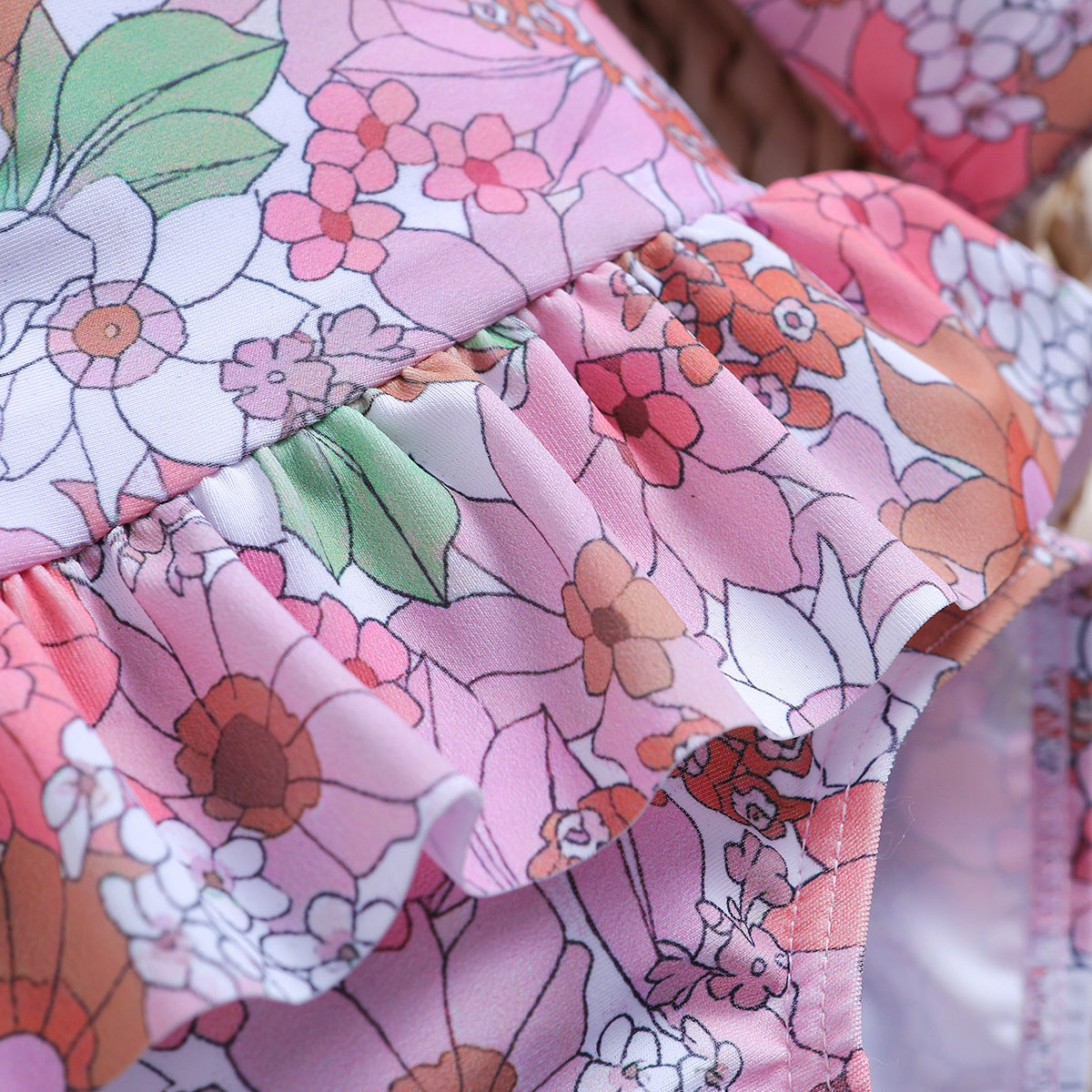 Children's Long-sleeved Printed One-piece Swimsuit
