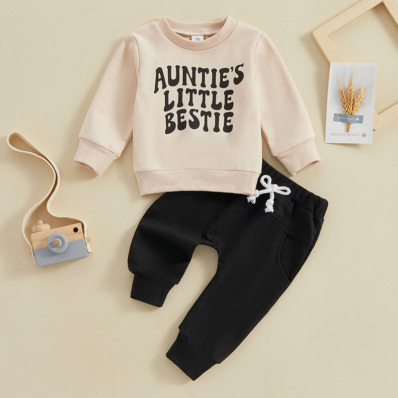 Floral Print Long Sleeve Pullover Skinny Trousers Two-piece Children's Clothing