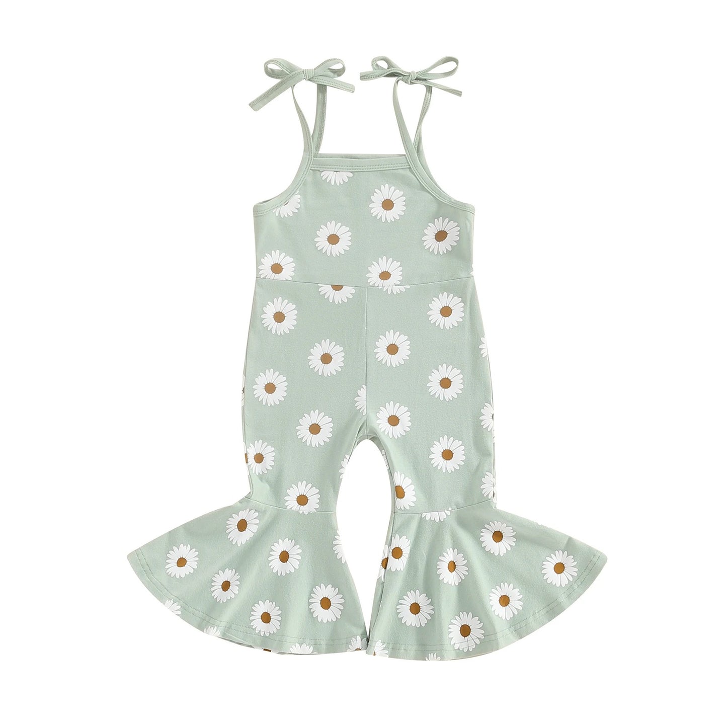 Girl's Fashion Printed Sling Bell-bottom Pants